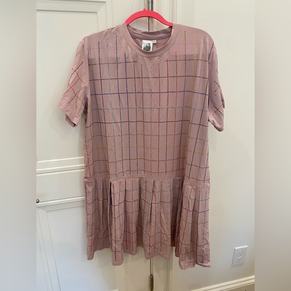 Queen of Sparkles Pink Rhinestone plaid dress